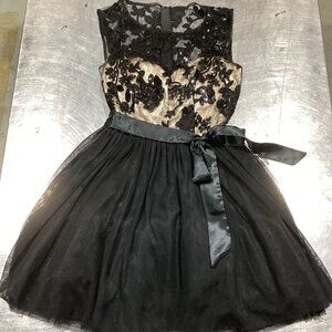 Black Lace & Tulle Fit-and-Flare Party Dress